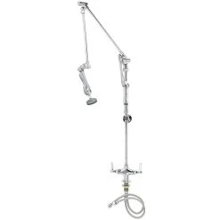 T&S Brass And Bronze Works T&S B-0114-02 Deck Mounted 35 1/2" High Pre-Rinse Faucet With Flex Inlets And Roto-Flex Support