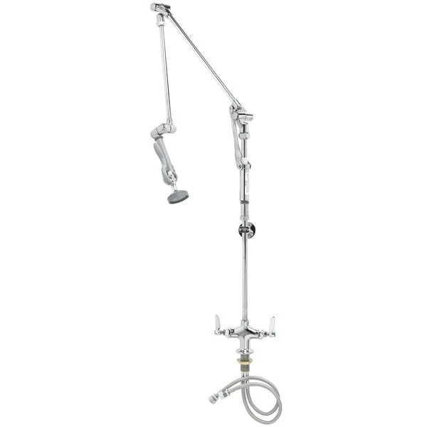 T&S Brass And Bronze Works T&S B-0114-02 Deck Mounted 35 1/2" High Pre-Rinse Faucet With Flex Inlets And Roto-Flex Support