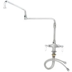 T&S Brass And Bronze Works T&S B-0268-03 Deck Mounted Single Hole Pantry Faucet With Flex Inlets, 24" Double Jointed Swing Nozzle, Eterna Cartridges, And 4 5/8" Extension