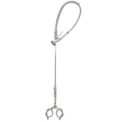 T&S Brass And Bronze Works T&S B-0173-BR Deck Mounted 42 1/4" High Pre-Rinse Faucet With Flex Inlets, 44" Hose And Wall Bracket