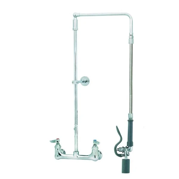 T&S Brass And Bronze Works T&S B-0131-BC-425 Wall Mounted 29 1/2" High Pre-Rinse Faucet With Adjustable 8" Centers, Low Flow Spray Valve, Swivel Arm, 20" Hose, 6" Wall Bracket, And Installation Kit 3 T&S Brass And Bronze Works T&S B-0131-BC-425 Wall Mounted 29 1/2" High Pre-Rinse Faucet With Adjustable 8" Centers, Low Flow Spray Valve, Swivel Arm, 20" Hose, 6" Wall Bracket, And Installation Kit