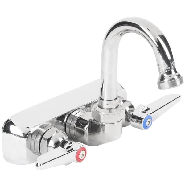 T&S Brass And Bronze Works T&S B-1146-01 Wall Mount Workboard Faucet With 4" Centers, 2 15/16" Gooseneck Spout, Escutcheon, Stream Regulator, And Tailpieces