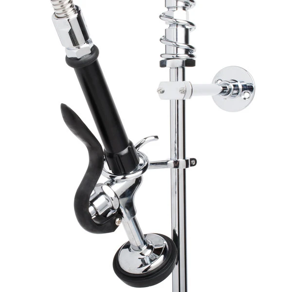 T&S Brass And Bronze Works Equip By T&S 5PR-4D08 Deck Mounted 38 1/4" High Pre-Rinse Faucet With 4" Adjustable Centers, 44" Hose, 8" Add-On Faucet, And 6" Wall Bracket - Image 3