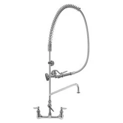 T&S Brass And Bronze Works T&S B-0133-01-36H EasyInstall Wall Mounted 37 1/2" High Pre-Rinse Faucet With Adjustable 8" Centers, 36" Hose, 14" Add-On Faucet, And 9" Wall Bracket
