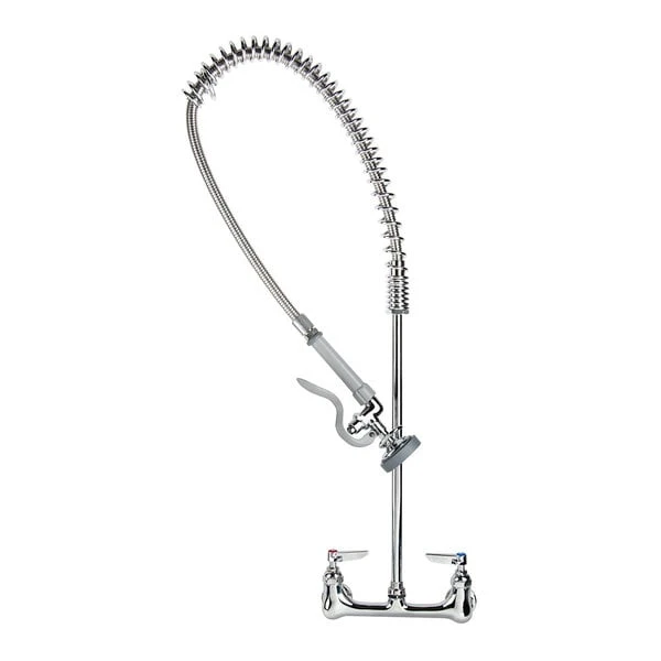 T&S Brass And Bronze Works T&S B-0133-CC EasyInstall Wall Mounted 35 1/4" High Pre-Rinse Faucet With Adjustable 8" Centers And 44" Hose