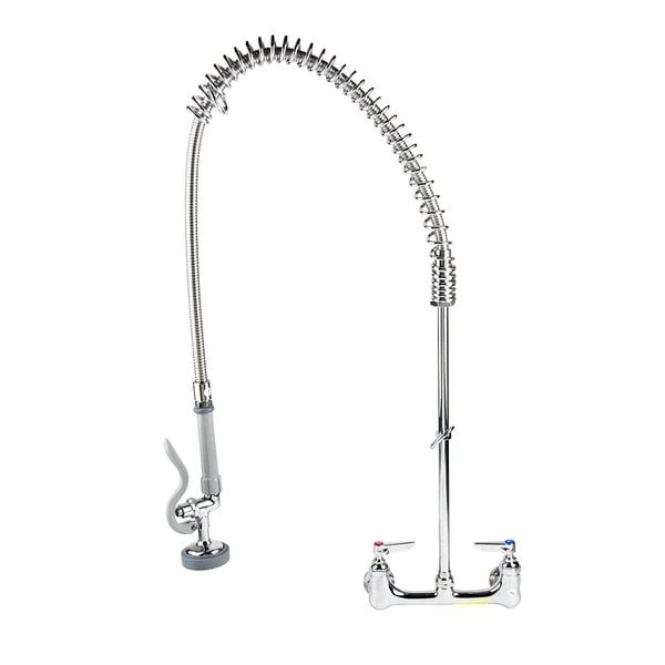 T&S Brass And Bronze Works T&S B-0133-CC EasyInstall Wall Mounted 35 1/4" High Pre-Rinse Faucet With Adjustable 8" Centers And 44" Hose - Image 2