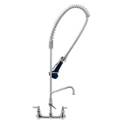 T&S Brass And Bronze Works T&S B-0133-A06-08 EasyInstall Wall Mounted 37 1/2" High Pre-Rinse Faucet With Adjustable 8" Centers, Ergonomic Spray Valve, 44" Hose, And 6" Add-On Faucet