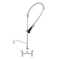 T&S Brass And Bronze Works T&S B-0123-A12-08 EasyInstall Deck Mounted 46" High Pre-Rinse Faucet With Adjustable 8" Centers, Ergonomic Spray Valve, 44" Hose, And 12" Add-On Faucet
