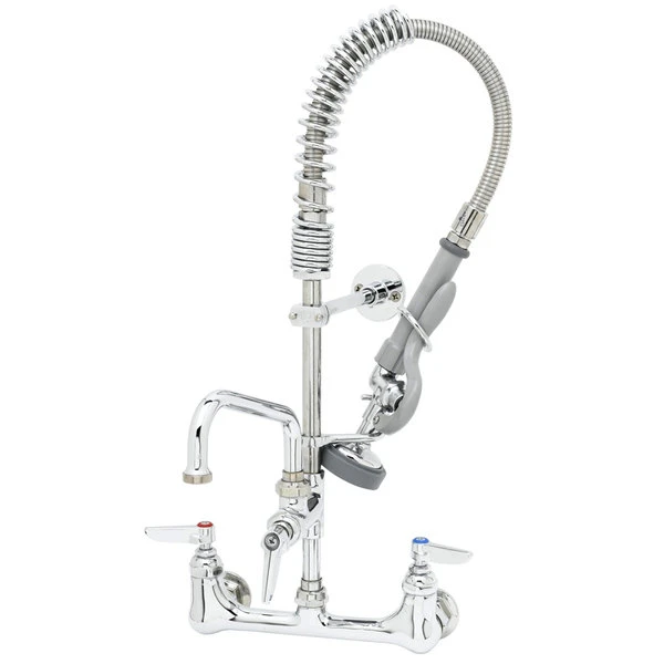T&S Brass And Bronze Works T&S MPX-8WWV-08-CR EasyInstall Wall Mounted 21 1/8" High Mini Pre-Rinse Faucet With Adjustable 8" Centers, Angled Spray Valve, 4" Wrist Action Handles, 24" Hose, 8" Add-On Faucet, Vacuum Breaker, And 6" Wall Bracket 3 T&S Brass And Bronze Works T&S MPX-8WWV-08-CR EasyInstall Wall Mounted 21 1/8" High Mini Pre-Rinse Faucet With Adjustable 8" Centers, Angled Spray Valve, 4" Wrist Action Handles, 24" Hose, 8" Add-On Faucet, Vacuum Breaker, And 6" Wall Bracket