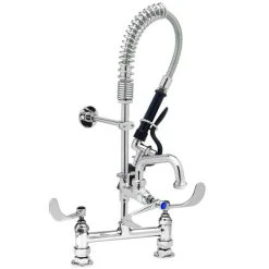T&S Brass And Bronze Works T&S MPY-8DLN-06 EasyInstall Deck Mounted 24 1/2" High Mini Pre-Rinse Faucet With Adjustable 8" Centers, Low Flow Spray Valve, 24" Hose, 6" Add-On Faucet, And 6" Wall Bracket