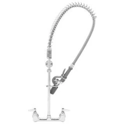T&S Brass And Bronze Works T&S B-2278-02-CR EasyInstall Wall Mounted 37" High Pre-Rinse Faucet With Adjustable 8" Centers, Low Flow Spray Valve, 44" Hose, Vacuum Breaker, 6" Wall Bracket, And Installation Kit