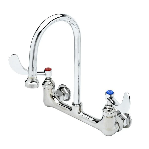 T&S Brass And Bronze Works T&S B-0350-04 Wall Mounted Surgical Sink Faucet With 8" Adjustable Centers, 5 9/16" Rigid Gooseneck, And 4" Wrist Action Handles 3 T&S Brass And Bronze Works T&S B-0350-04 Wall Mounted Surgical Sink Faucet With 8" Adjustable Centers, 5 9/16" Rigid Gooseneck, And 4" Wrist Action Handles
