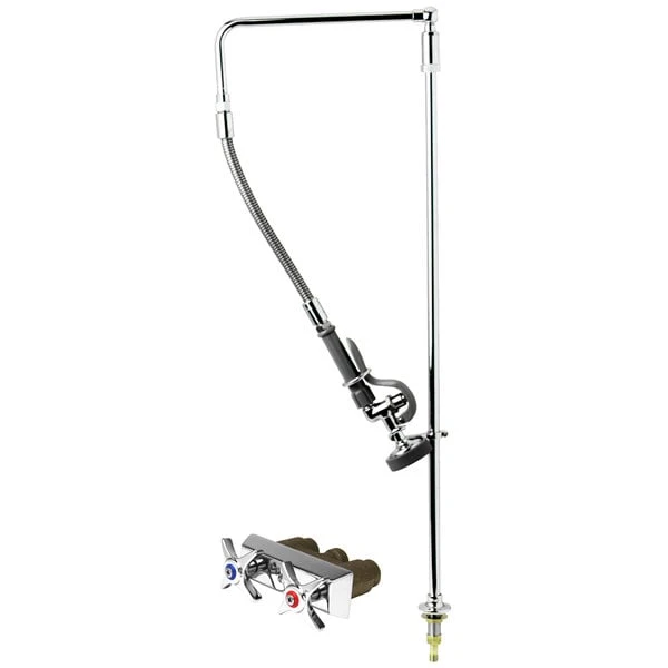 T&S Brass And Bronze Works T&S B-0171-01 Deck Mounted 39 1/16" High Pre-Rinse Faucet With Single Inlet, Swivel Arm, 20" Hose, And Bi-Pod Support 3 T&S Brass And Bronze Works T&S B-0171-01 Deck Mounted 39 1/16" High Pre-Rinse Faucet With Single Inlet, Swivel Arm, 20" Hose, And Bi-Pod Support