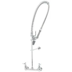 T&S Brass And Bronze Works T&S B-2455-C Wall Mounted 34" High Pre-Rinse Faucet With Adjustable 8" Centers, Low Flow Spray Valve, 44" Hose, 12" Wall Bracket, And Installation Kit