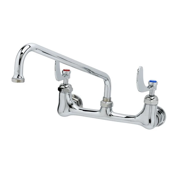 T&S Brass And Bronze Works T&S B-2463 Wall Mount Mixing Faucet With 8" Adjustable Centers, 12" Swing Nozzle, 4" Wrist Action Handles, And Cerama Cartridges
