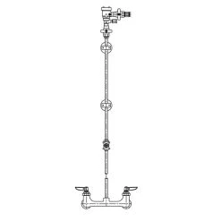 T&S Brass And Bronze Works T&S B-7000-LR-99 Wall Mount Pre-Rinse Faucet Base With 8" Centers, 16" And 40" Risers, 6" Wall Brackets, And Continuous Vacuum Breaker