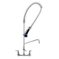 T&S Brass And Bronze Works T&S B-0133-A10-08 EasyInstall Wall Mounted 37 1/2" High Pre-Rinse Faucet With Adjustable 8" Centers, Ergonomic Spray Valve, 44" Hose, And 10" Add-On Faucet