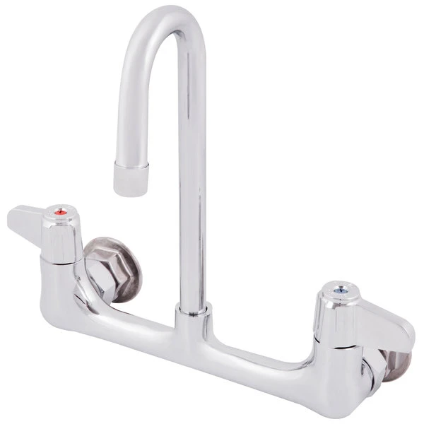 T&S Brass And Bronze Works Equip By T&S 5F-8WLX03 Wall Mounted Faucet With 2 3/16" Gooseneck Spout, 8" Centers, Laminar Flow Device, And Lever Handles - Image 2