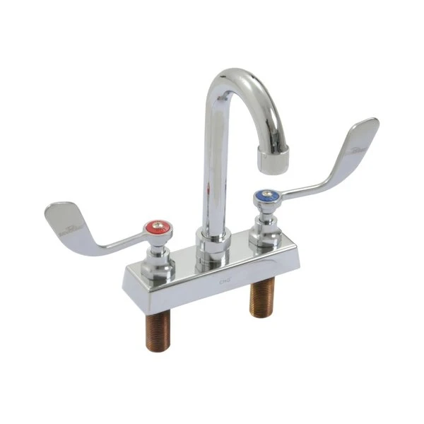 Eagle Group 301004 Deck Mounted Faucet With 8 5/8" Gooseneck Nozzle, 4" Centers, And Wrist Handles
