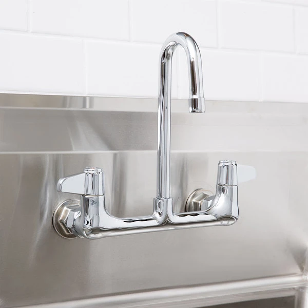T&S Brass And Bronze Works Equip By T&S 5F-8WLX03 Wall Mounted Faucet With 2 3/16" Gooseneck Spout, 8" Centers, Laminar Flow Device, And Lever Handles