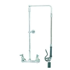 T&S Brass And Bronze Works T&S B-0131-BC-28H Wall Mounted 29 1/2" High Pre-Rinse Faucet With Adjustable 8" Centers, Low Flow Spray Valve, Swivel Arm, 28" Hose, And 6" Wall Bracket