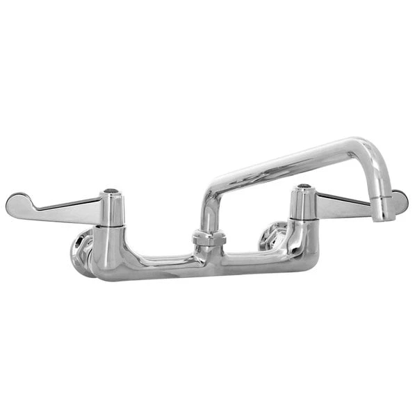 T&S Brass And Bronze Works Equip By T&S 5F-8WWX08 Wall Mount Faucet With 8" Centers, 4" Wrist Action Handles, And 8 1/8" Swivel Nozzle