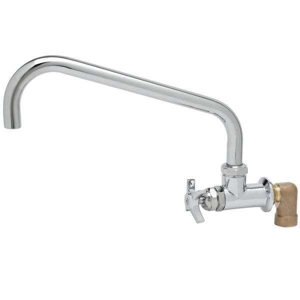 T&S Brass And Bronze Works T&S BF-0299-18 Big Flo Polished Chrome Single Hole Wall Mount Faucet With 90 Degree Installation Kit, 18" Swing Nozzle, And 4 Arm Handle