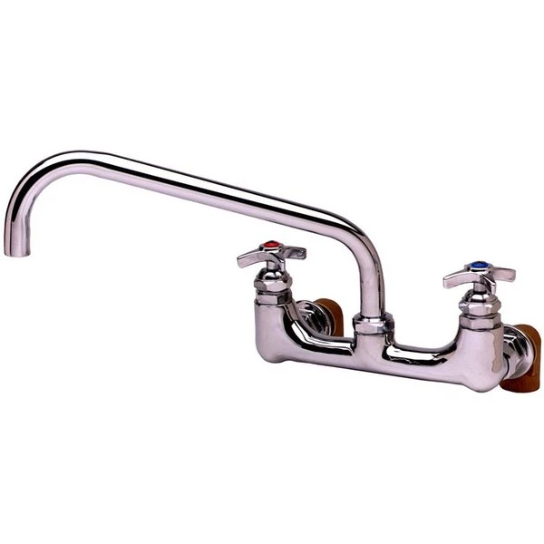 T&S Brass And Bronze Works T&S B-0290-0427 Wall Mount Kettle And Pot Sink Mixing Faucet With 8" Adjustable Centers, 12" Big Flo Swing Nozzle, 00LL Street Elbows, And B-0427 Supply Kits