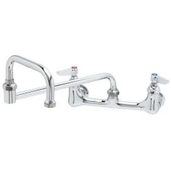 T&S Brass And Bronze Works T&S B-0266-CR-SC Wall Mount Mixing Faucet With 8" Adjustable Centers, 15" Double Joint Nozzle, And Cerama Cartridges