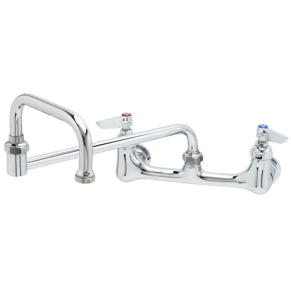 T&S Brass And Bronze Works T&S B-0266-CR-SC Wall Mount Mixing Faucet With 8" Adjustable Centers, 15" Double Joint Nozzle, And Cerama Cartridges