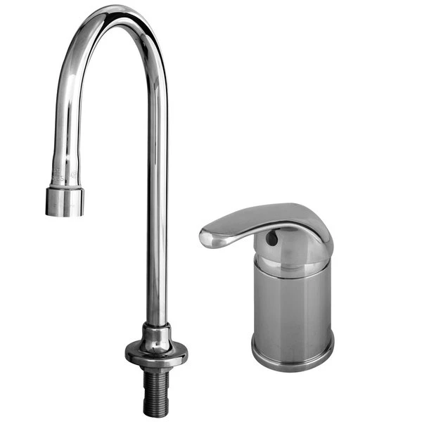 T&S Brass And Bronze Works T&S B-2742-LH Vandal Resistant Side Mount Faucet With Supply Hoses, 5 3/4" Gooseneck, And Remote Control Base