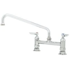T&S Brass And Bronze Works T&S B-0220-CC Deck Mounted Faucet With 18" Swing Nozzle, 8" Adjustable Centers, 18.39 GPM Stream Regulator Outlet, Eterna Cartridges, And Lever Handles