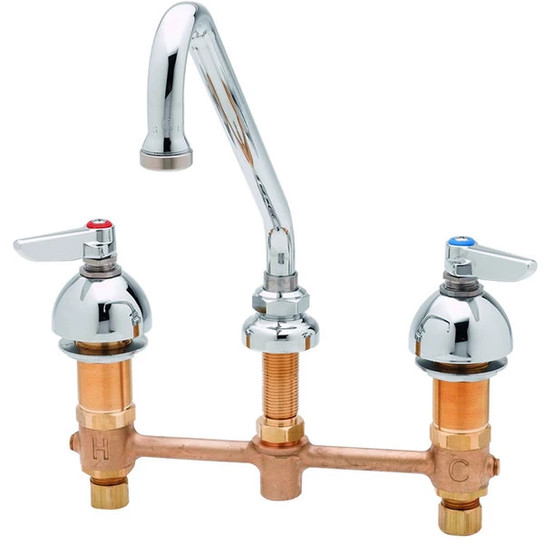 T&S Brass And Bronze Works T&S B-2855-01 Deck Mount Easy Install 1.5 GPM Faucet With 8" Centers, 9" Swing Nozzle, And Eterna Cartridges