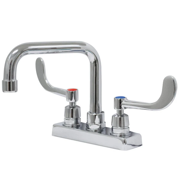 Advance Tabco K-208 6" Deck Mount Extended Spout Faucet With Wrist Handles And 4" Centers