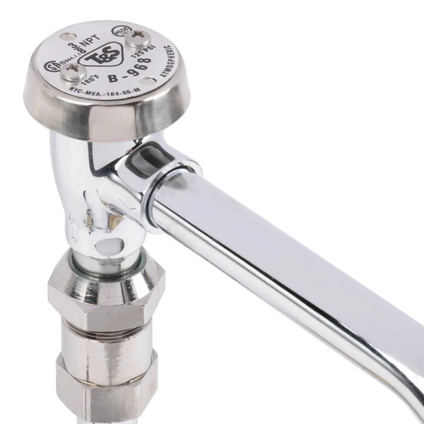 T&S Brass And Bronze Works T&S B-0850-01-PV Deck Mount Widespread Mixing Faucet With 8" Adjustable Centers, Serrated Nozzle, 4" Wrist Action Handles, And Double Valve Pedal - Image 6