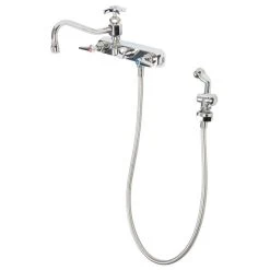 T&S Brass And Bronze Works T&S B-1157 Wall Mounted Workboard Faucet With Spray Valve And 8" Centers - 8" Swing Nozzle