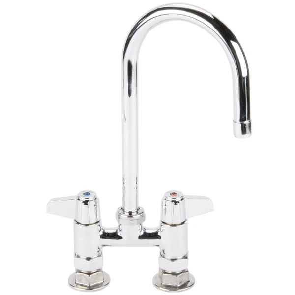T&S Brass And Bronze Works Equip By T&S 5F-4DLS05 Deck Mounted Faucet With 5 9/16" Gooseneck Spout, 4" Centers, Laminar Flow Device, And Lever Handles - Image 2
