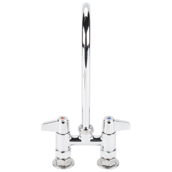 T&S Brass And Bronze Works Equip By T&S 5F-4DLS05 Deck Mounted Faucet With 5 9/16" Gooseneck Spout, 4" Centers, Laminar Flow Device, And Lever Handles - Image 3