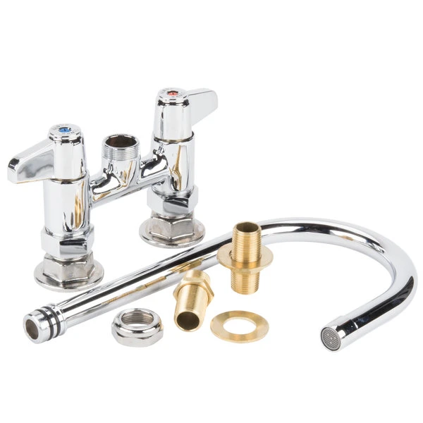 T&S Brass And Bronze Works Equip By T&S 5F-4DLS05 Deck Mounted Faucet With 5 9/16" Gooseneck Spout, 4" Centers, Laminar Flow Device, And Lever Handles - Image 6