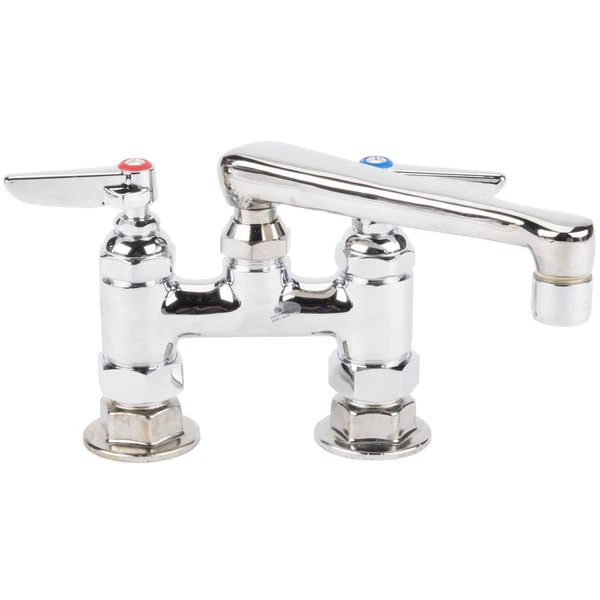 T&S Brass And Bronze Works T&S B-2501-CR Deck Mount Mixing Faucet With 4" Adjustable Centers, 6" Cast Spout, And Cerama Cartridges - Image 2