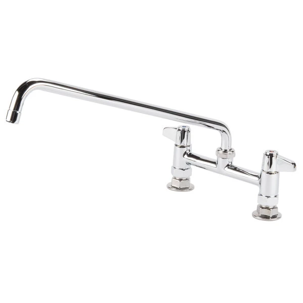 T&S Brass And Bronze Works Equip By T&S 5F-8DLX16 Deck Mounted Faucet With 16 1/8" Swing Spout, 8" Adjustable Centers, 5.23 GPM Laminar Flow Device, Cerama Cartridges, And Lever Handles