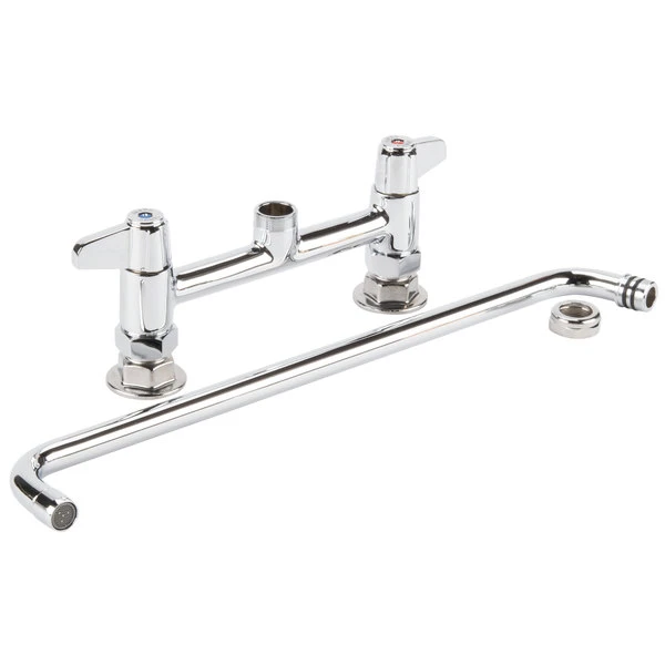 T&S Brass And Bronze Works Equip By T&S 5F-8DLX16 Deck Mounted Faucet With 16 1/8" Swing Spout, 8" Adjustable Centers, 5.23 GPM Laminar Flow Device, Cerama Cartridges, And Lever Handles - Image 6
