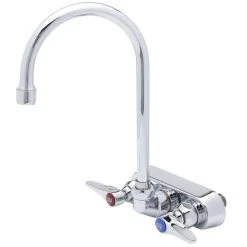 T&S Brass And Bronze Works T&S B-1145 Wall Mounted Workboard Faucet With 3 1/2" Centers - 5 3/4" Swivel Gooseneck Spout