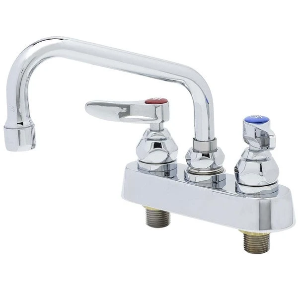 T&S Brass And Bronze Works T&S B-1111-XS Deck Mount Workboard Faucet With 4" Centers, 8" Swing Nozzle, Escutcheon, And Tailpieces