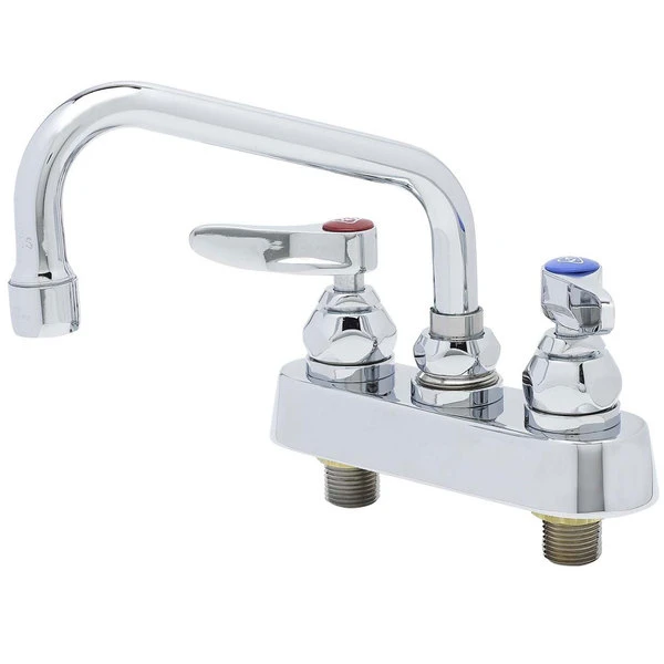 T&S Brass And Bronze Works T&S B-1112-XS Deck Mount Workboard Faucet With 4" Centers, 10" Swing Nozzle, Escutcheon, And Tailpieces