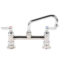 T&S Brass And Bronze Works T&S B-0222 Deck Mounted Faucet With 6" Swing Nozzle, 8" Adjustable Centers, 23.09 GPM Stream Regulator Outlet, Eterna Cartridges, And Lever Handles