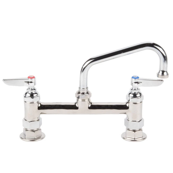 T&S Brass And Bronze Works T&S B-0222 Deck Mounted Faucet With 6" Swing Nozzle, 8" Adjustable Centers, 23.09 GPM Stream Regulator Outlet, Eterna Cartridges, And Lever Handles