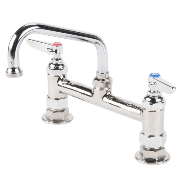 T&S Brass And Bronze Works T&S B-0222 Deck Mounted Faucet With 6" Swing Nozzle, 8" Adjustable Centers, 23.09 GPM Stream Regulator Outlet, Eterna Cartridges, And Lever Handles - Image 2